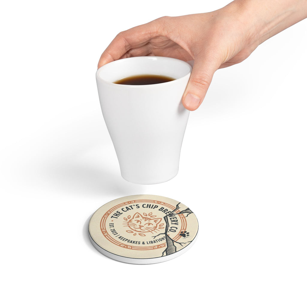 Cat's Chip Brewery Co. Ceramic Coaster – Cute Cat Logo Drink Coaster