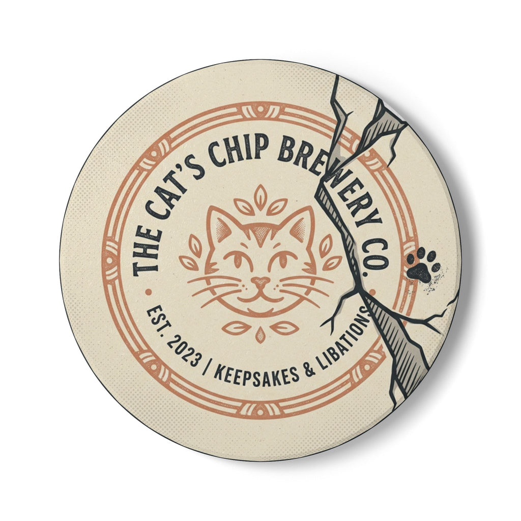 Cat's Chip Brewery Co. Ceramic Coaster – Cute Cat Logo Drink Coaster